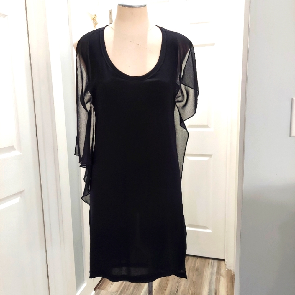 Halston Black Dress Sleeveless Round Neck NEW WITH TAGS Size XS